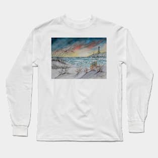 lighthouse beach art print Long Sleeve T-Shirt